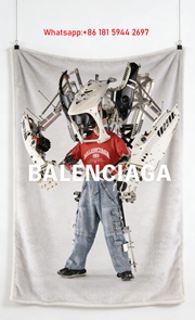 Balenciaga Cyber Mech Robot Red Hoodie Editorial Flannel Sofa Throw Blanket BA231